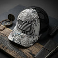 Gray Camo American Flag Trucker Hat