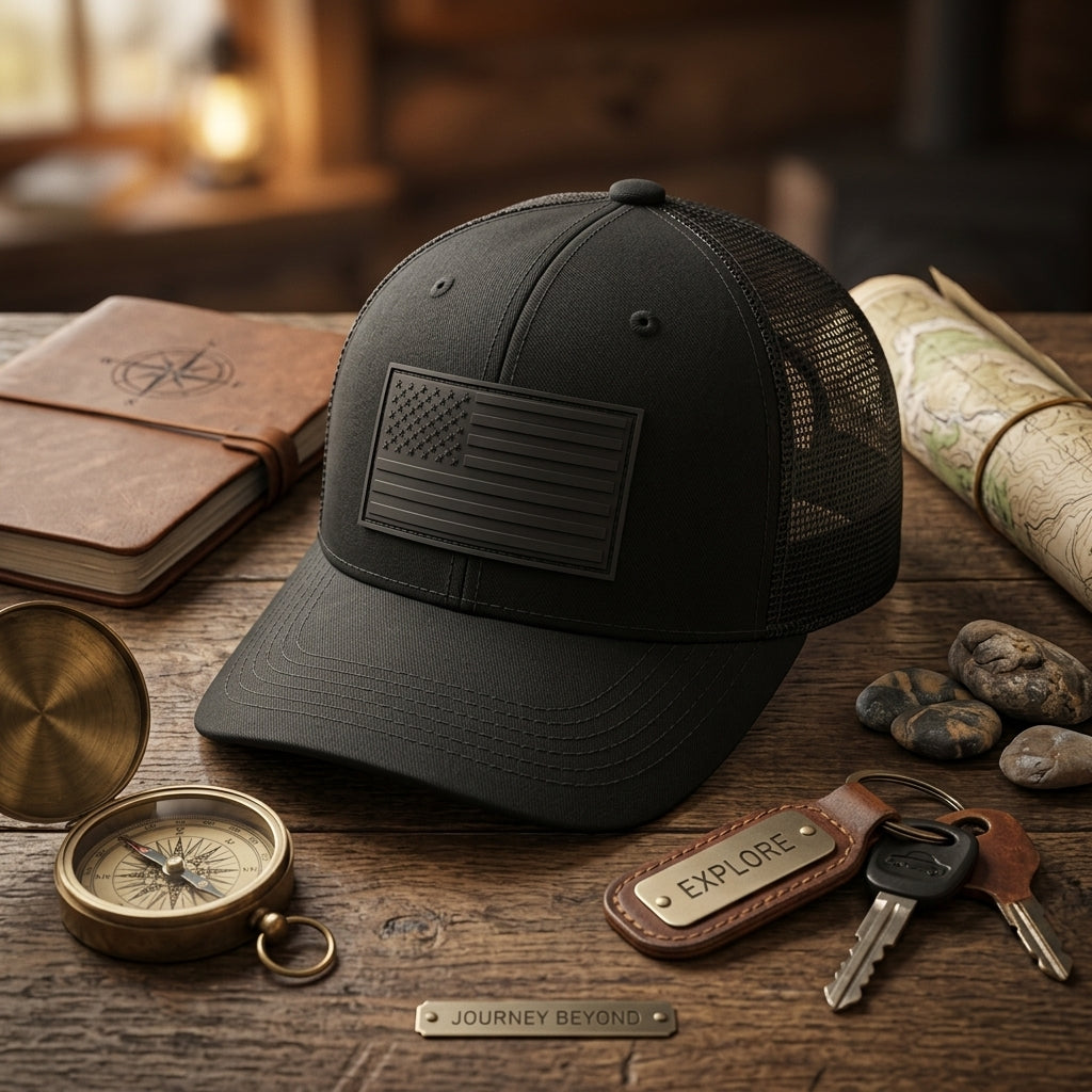 Black American Flag Trucker Hat