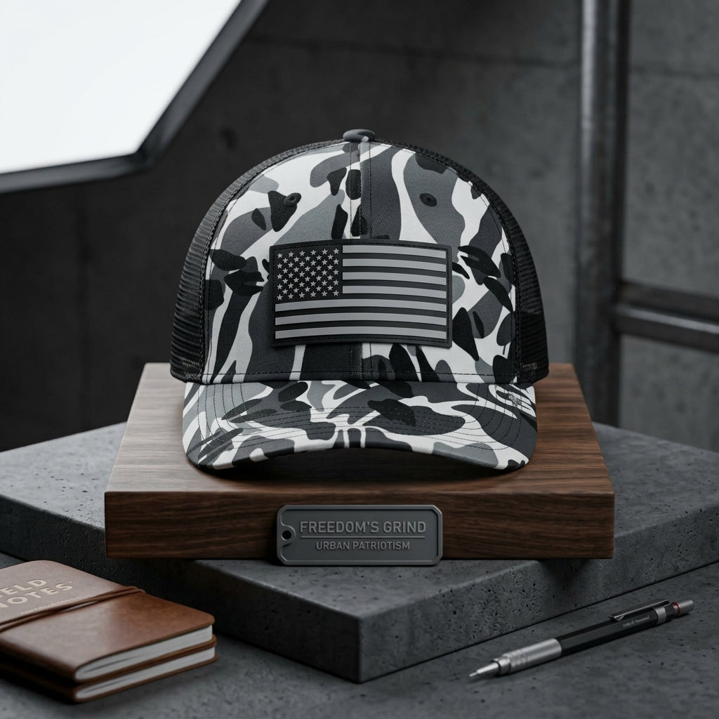 Urban Camo American Flag Trucker Hat