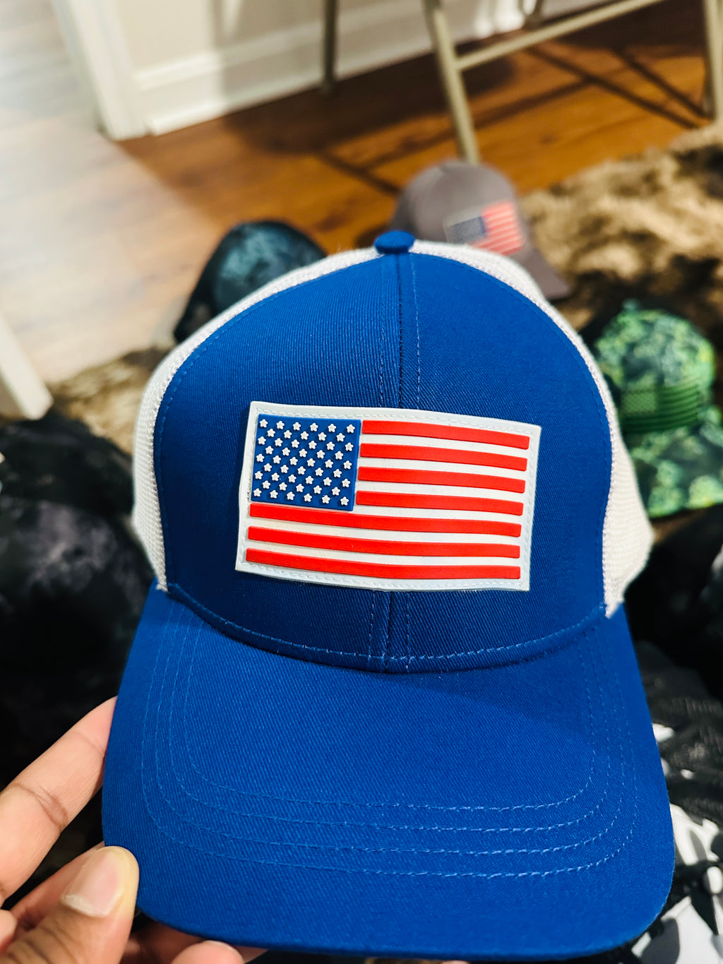 Blue American Flag Trucker Cap