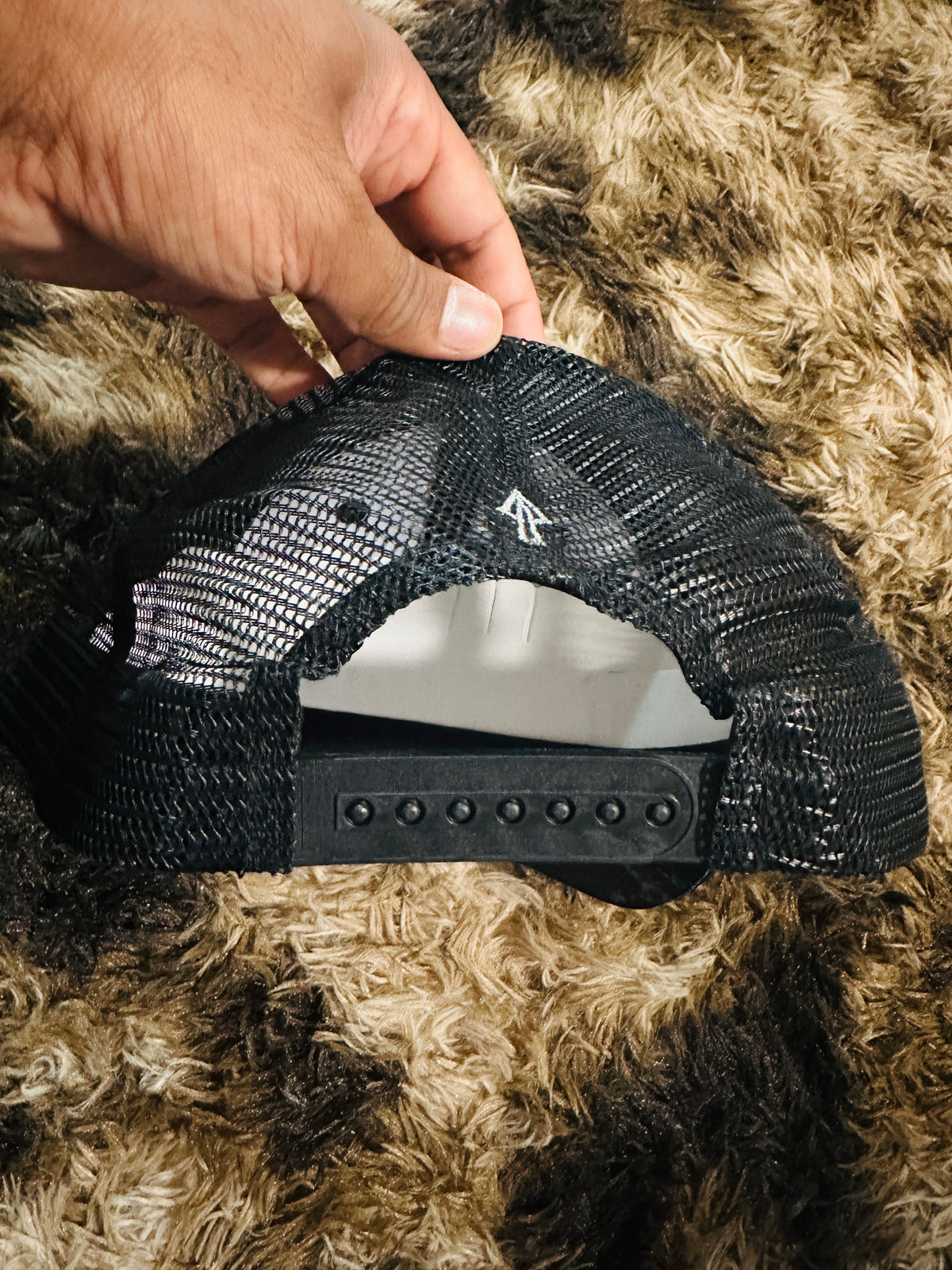 Black Distressed Camo Flag Trucker Hat