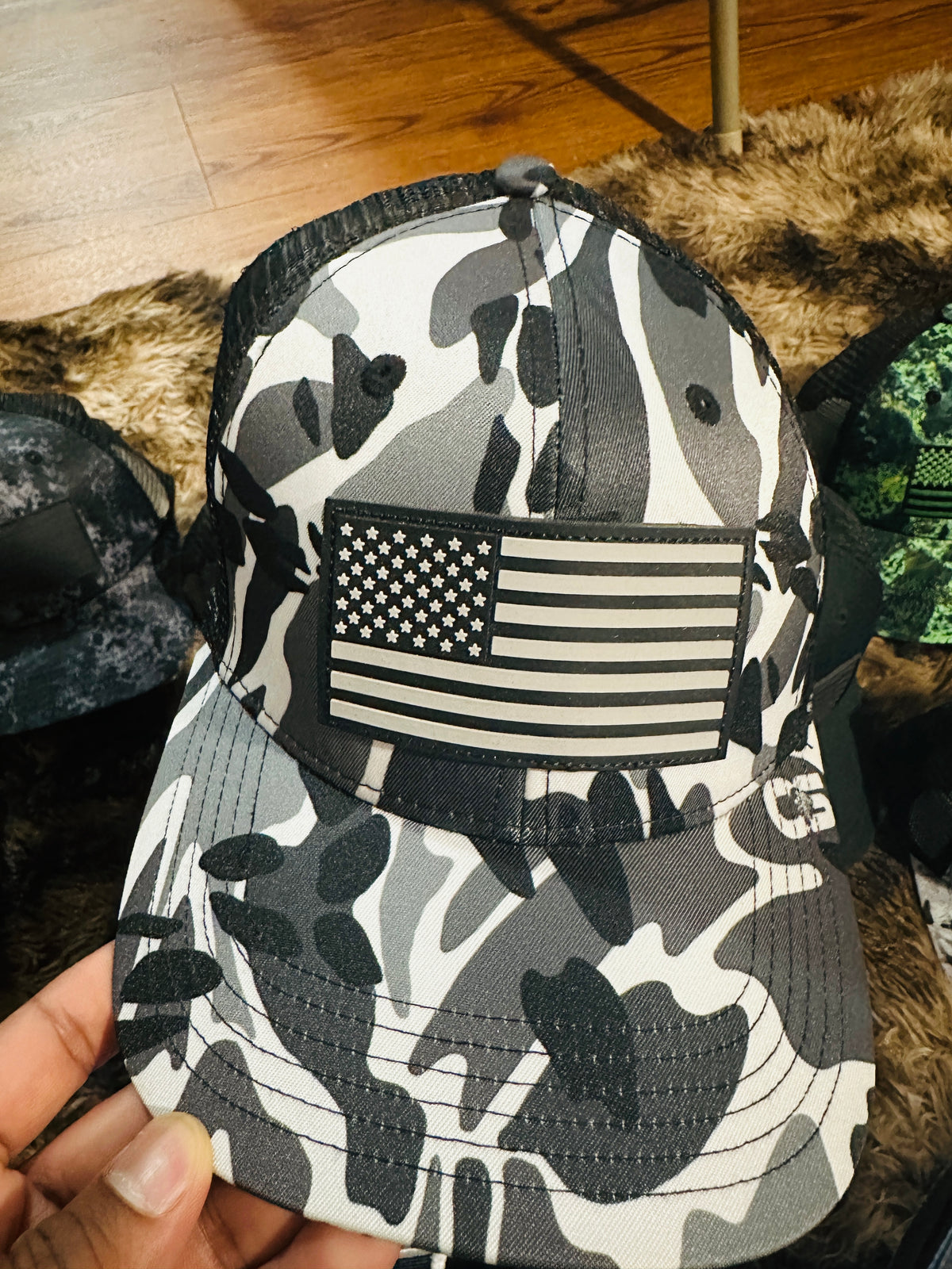 Urban Camo American Flag Trucker Hat