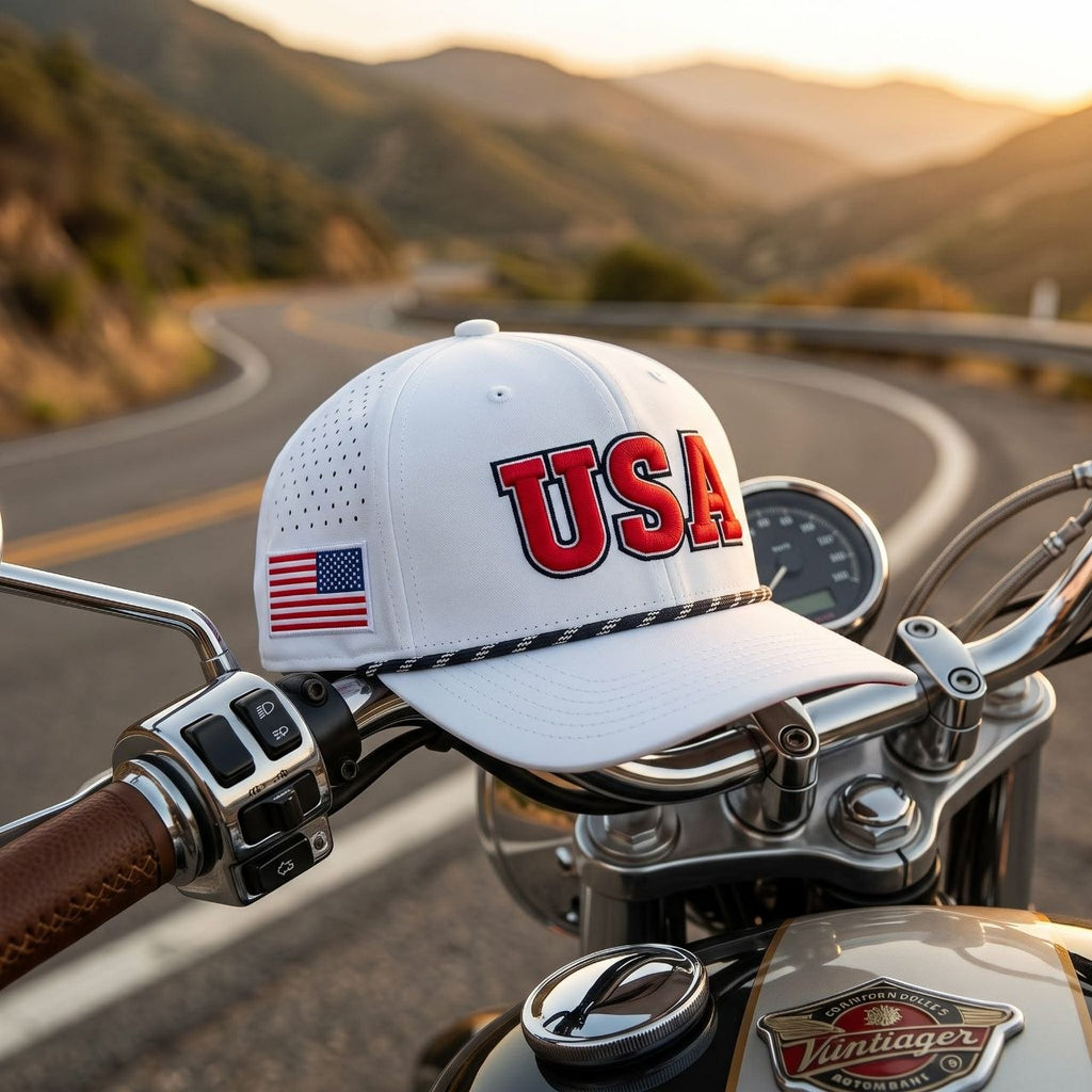 USA Embroidery Trucker Hat Rope Cap Premium Mesh Snapback Patriotic Headwear