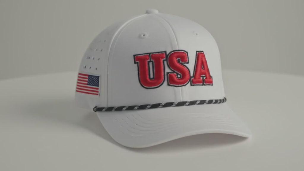 USA Embroidery Trucker Hat Rope Cap Premium Mesh Snapback Patriotic Headwear