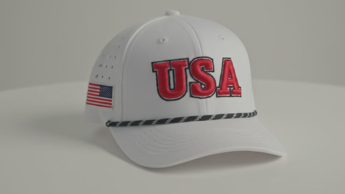 USA Embroidery Trucker Hat Rope Cap Premium Mesh Snapback Patriotic Headwear